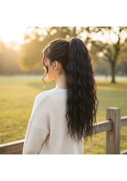 Bağlamalı Kabarık Dalgalı At Kuyruğu / Kahverengi