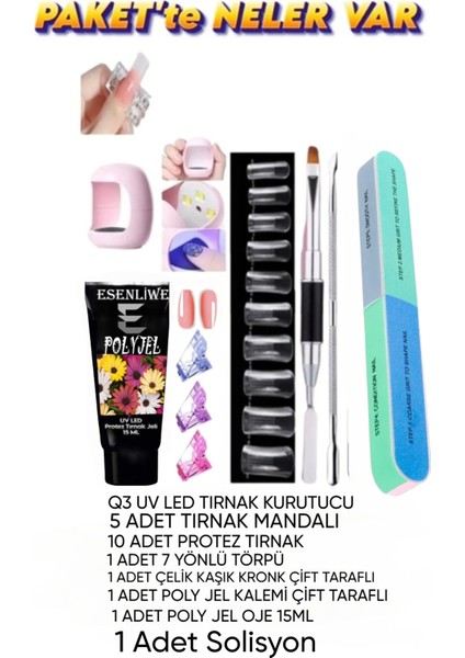 8 Parça Polygel Protez Tırnak Jeli Kalıcı Oje Akrilik Akril Jel Uygulama Seti Evde Kolay Yapım fiyatları