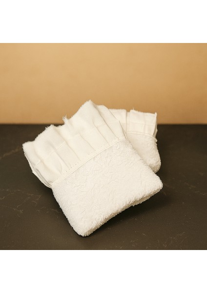 30*50 %100 Pamuk Işlemeli Beyaz Havlu modelleri