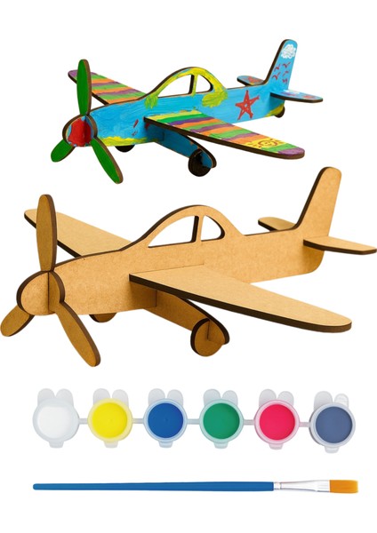 Model Ahşap Boyanabilir Uçak - Uçak Boyama Etkinlik - Uçak Tasarım Aktivite