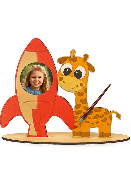 Roket Zürafa Fotoğraf Çerçeve Toplu Etkinlik - Sınıf, Kreş, Anaokulu Etkinlik - 10'lu Set fırsatları