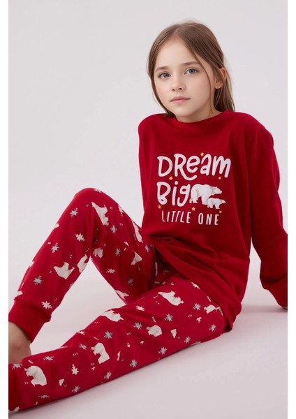 %100 Pamuklu Anne & Kız Çocuk Baskılı Kırmızı Ikili Pijama Takımı L1.RP.371.7.002 modelleri