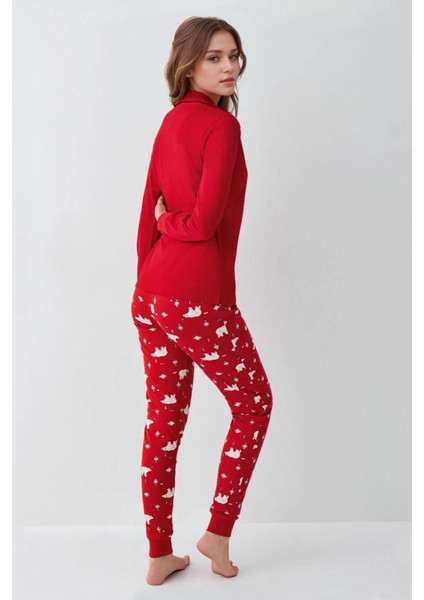 %100 Pamuklu Anne & Kız Çocuk Baskılı Kırmızı Ikili Pijama Takımı L1.RP.371.7.002 indirimleri