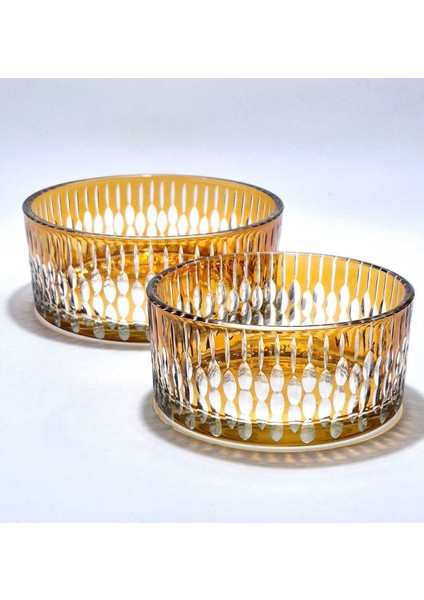 El Yapımı Kristal Desenli Damla Lüks Dekoratif Sunumluk Kase Set 2'li fırsatları