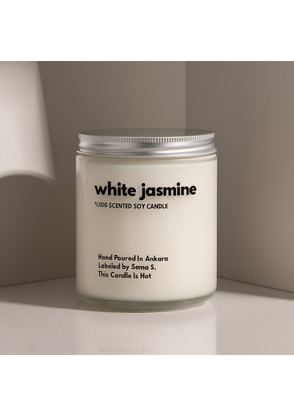 : White Jasmin : Cam Kavanozda Kokulu %100 Soya Mum (Yasemin, Beyaz Çay, Pudra, Ylang Ylang) fiyatları