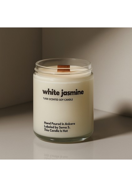: White Jasmin : Cam Kavanozda Kokulu %100 Soya Mum (Yasemin, Beyaz Çay, Pudra, Ylang Ylang) modelleri