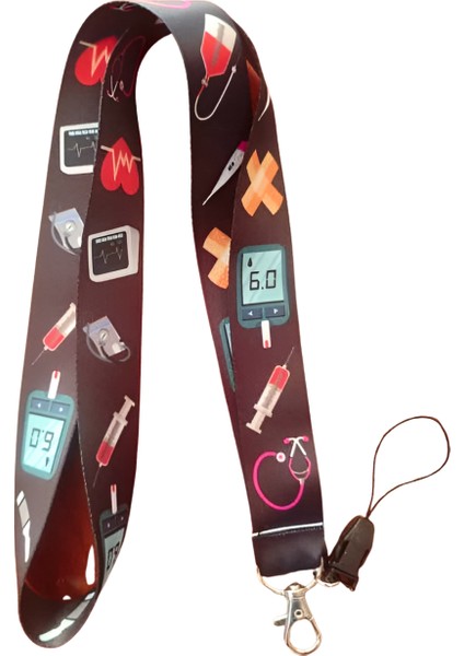 Hastane Sağlıkçı Araç Gereçleri Boyun Askı Ipi ve Telefon Askısı + Kartlık