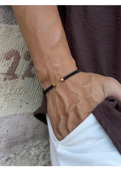 Erkek Örgü Kelepçe Çelik Bileklik - Gümüş Renk