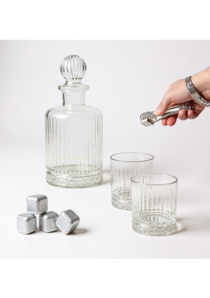 Cam Karaf ve 2 Adet 265 ml Bardak - Su Meşrubat Viski Şişesi - Viski Karaf Set 1200 ml indirimleri