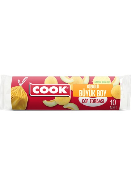 Büzgülü Çöp Torbası Büyük Boy Kavun Kokulu 10'lu