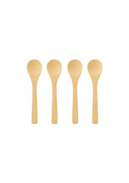 4'lü Bambu Baharat ve Çay Kaşığı - Kahverengi
