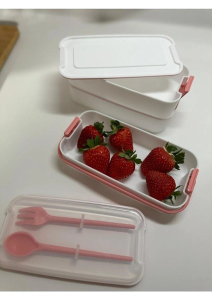 3 Katlı Kulplu Beslenme Kabı Diyet Sefer Tası Saklama Kabı Çatal Kaşıklı fırsatları