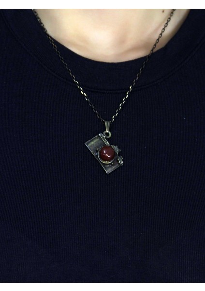 Doğal Taş Akik Doğal Taşlı Fotograf Makinesi Antik Kadın Kolye EUK42A fiyatları