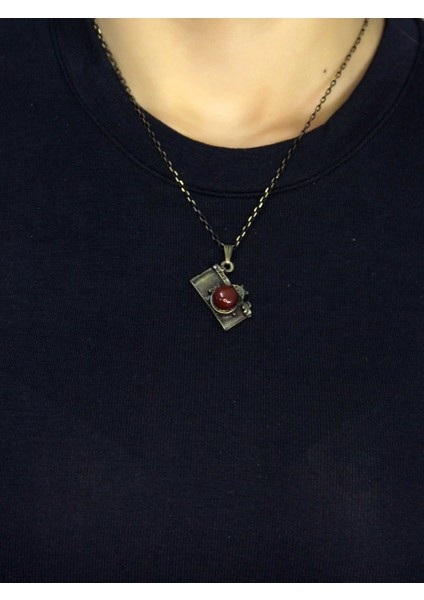 Doğal Taş Akik Doğal Taşlı Fotograf Makinesi Antik Kadın Kolye EUK42A modelleri