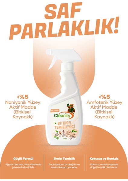 Bitkisel Temizleyici - Pet Cleaner 750ML | Evcil Hayvan Alanlarında Doğal Temizlik modelleri