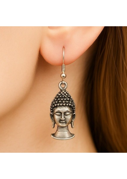 Zen Ruhlu Buda Şekilli Kadın Küpe Çift Adet Gümüş Kaplama El Yapımı Küpe modelleri