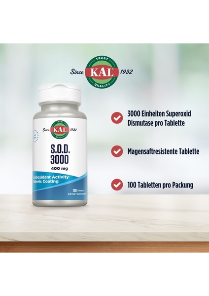 S.o.d. 3000 Sod Complex 400 Mg, Superoxide Dismutase Süperoksit Dismutaz Antioxidant Activity indirimleri