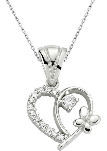 925 Ayar Gümüş Kalpli Kadın Gümüş Kolye PND47138293 (800800)