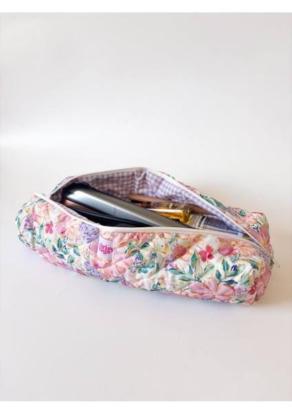 Lila Çiçekli Saç Maşa Düzleştirici Çantası Airwrap Airstrait Için Uyumlu Büyük Seyahat Çantası