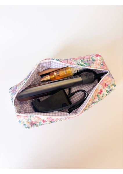 Lila Çiçekli Saç Maşa Düzleştirici Çantası Airwrap Airstrait Için Uyumlu Büyük Seyahat Çantası fiyatları