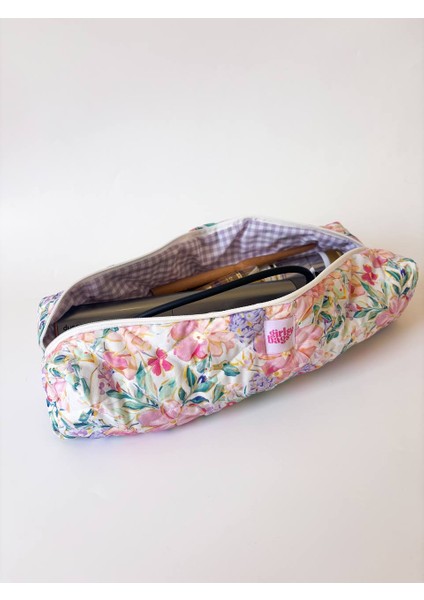 Lila Çiçekli Saç Maşa Düzleştirici Çantası Airwrap Airstrait Için Uyumlu Büyük Seyahat Çantası indirimleri