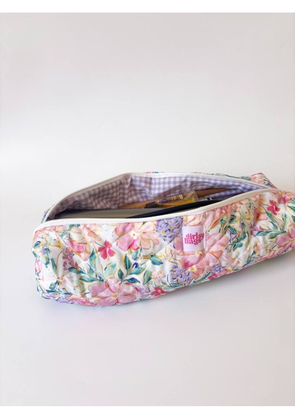 Lila Çiçekli Saç Maşa Düzleştirici Çantası Airwrap Airstrait Için Uyumlu Büyük Seyahat Çantası