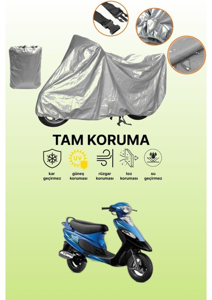 Gri Tvs Scooty Pep Plus Uyumlu Motosiklet Brandası, Koruyucu Örtü, Motor Branda
