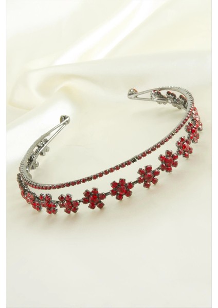 Çiçek Lüks Taşlı Gelin Tacı