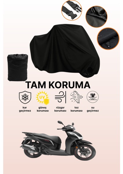 Siyah Honda Sh 300 Uyumlu Motor Branda, Koruyucu Örtü, Motosiklet Brandası