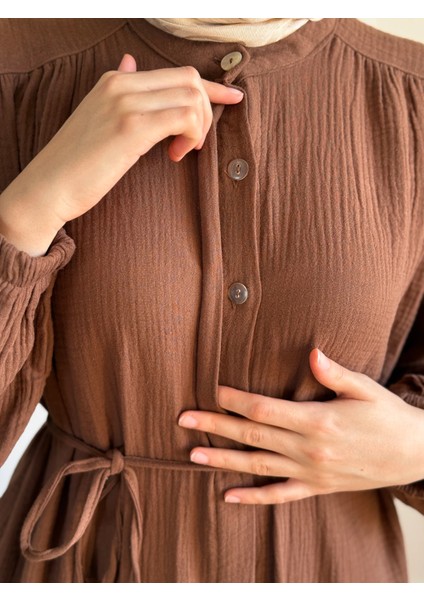 Tam Boy Düğmeli Müslin Ferace 5102 modelleri