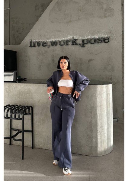 Kadın 3 Iplik Şardonlu Cepli Premium Eşofman Takımı NBHS001