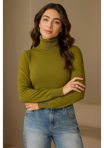 Esnek Baıkçı Yaka Kazak Yeşil modelleri