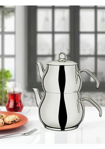 Hüma Midi Boy Çelik Çaydanlık takımı 2.2 Litre