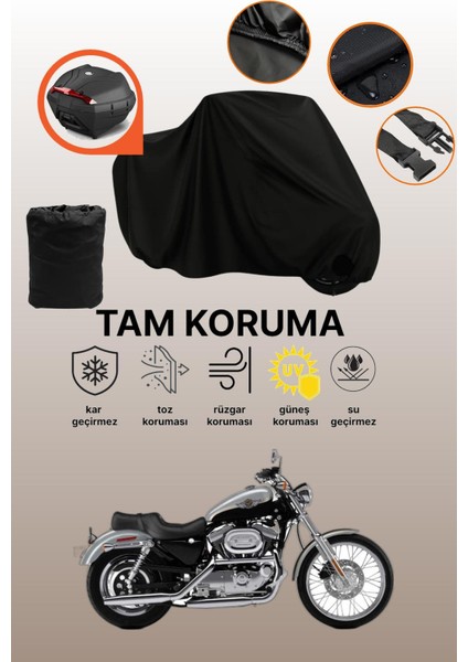 Siyah Arka Çanta Uyumlu Harley-Davidson Sportster Custom Xl 1200S Uyumlu Motor Branda Koruyucu Örtü