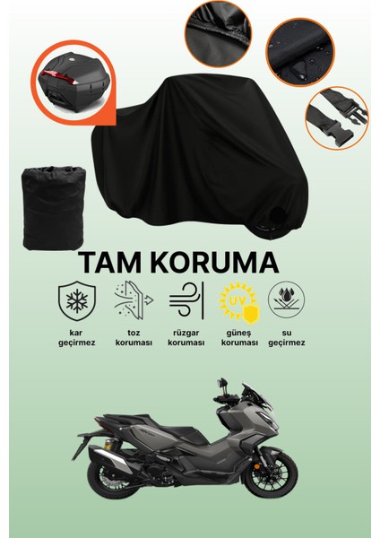Siyah Arka Çanta Uyumlu Honda Adv 350 Uyumlu Motosiklet Brandası, Koruyucu Örtü
