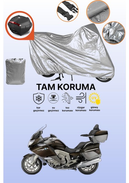 Gri Arka Çanta Uyumlu Bmw K 1600 Gtl Exclusive Uyumlu Motor Brandası, Koruyucu Örtü