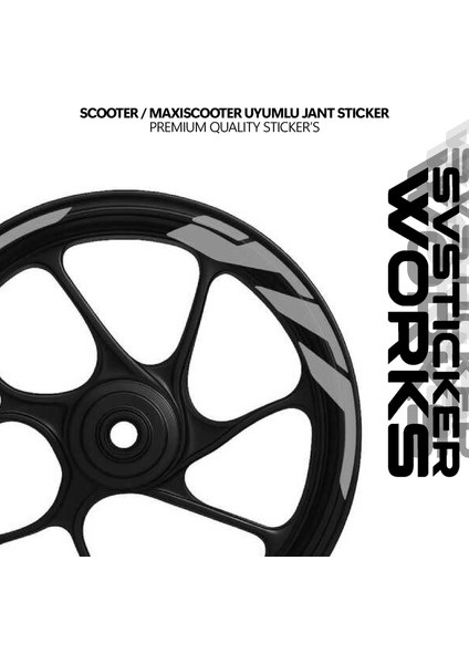 Scooter Maxiscooter Jant Sticker Jant Şeridi Kalın Dıştan Içe Gri fiyatları