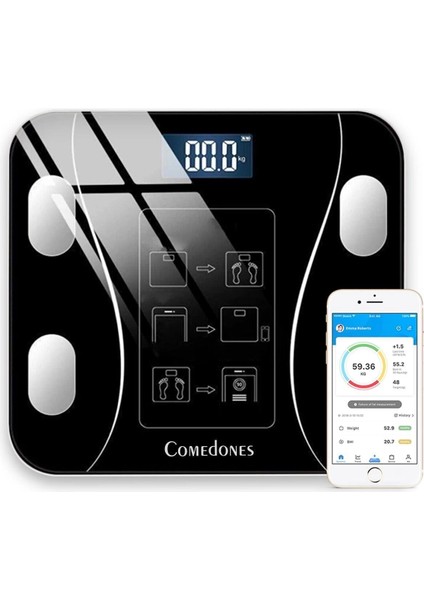 Dijital Baskül Yağ Su Kas Vücut Kitle Endeksi Kilo Ölçer Tartı