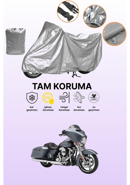Gri Harley-Davidson Flhx Street Glide Uyumlu Motosiklet Brandası, Koruyucu Örtü, Motor Branda