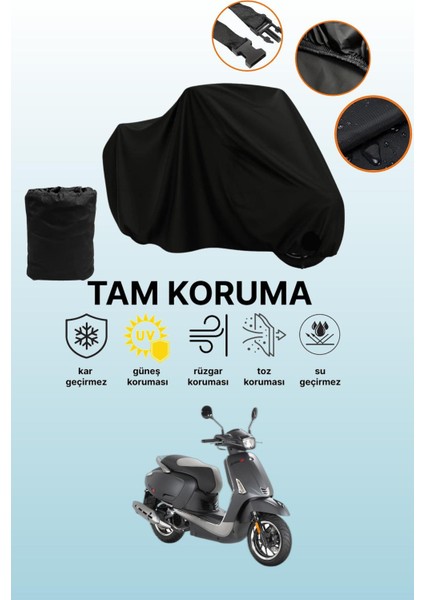 Siyah Kymco Like S 125 Uyumlu Motor Branda, Koruyucu Örtü, Motosiklet Brandası