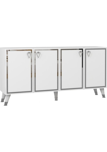 8204-1CT KB150 Konsol, Tv Ünitesi Beyaz-Gümüş fırsatları