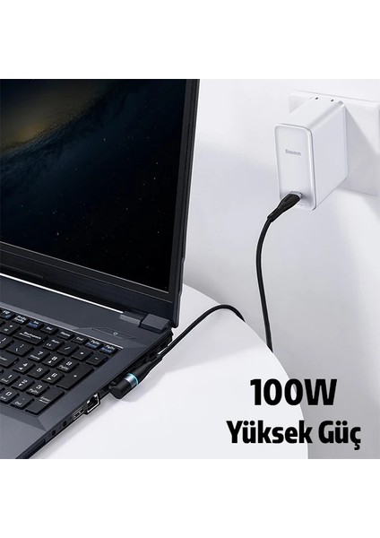 Baseus Zinc Manyetik Type-C To Dc Round (40X17MM) Lenovo Laptop Şarj Kablosu 100W 2M-(1903) fiyatları