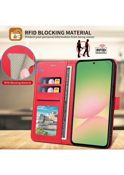 Samsung Galaxy A26 Uyumlu Ekran Koruyuculu Kılıf Kapaklı Kartlıklı Deri Görünümlü Standlı Kapak modelleri