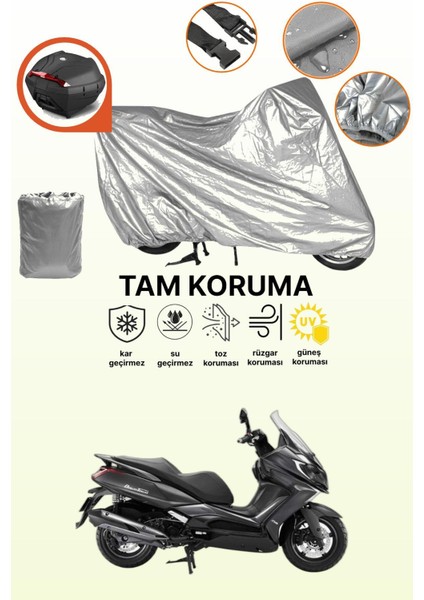 Gri Arka Çanta Uyumlu Kymco Downtown 350I Abs Uyumlu Motor Brandası, Koruyucu Örtü
