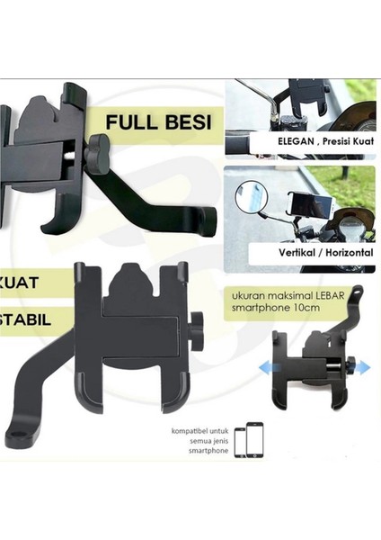 Alüminyum Gövdeli Metal Ayna Bağlantılı Motosiklet Telefon Tutucu 7 Inç Xl modelleri