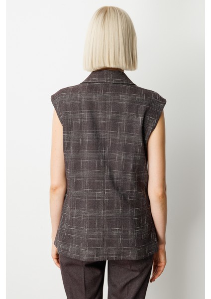 Kadın Kruvaze Yaka Ekoseli Yelek 5177 Bordo fırsatları