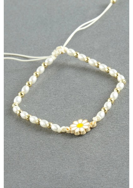 Papatya Oval Inci Bileklik