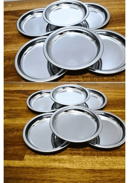 Çelik Mini Tabak- Kahvaltı Tabağı - Meze Tabağı- Ikramlık-Çerezlik- 11 cm Çap -6 Adet