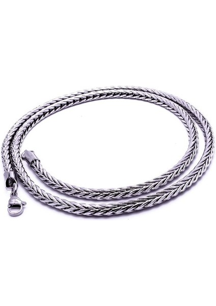 Oval Kral Bakla Örgülü Çelik Kolye 4mm 959CEK050