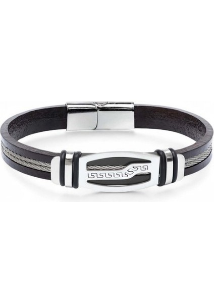 Deri Kordonlu Çelik Halat Erkek Bileklik 9594B17D6 indirimleri